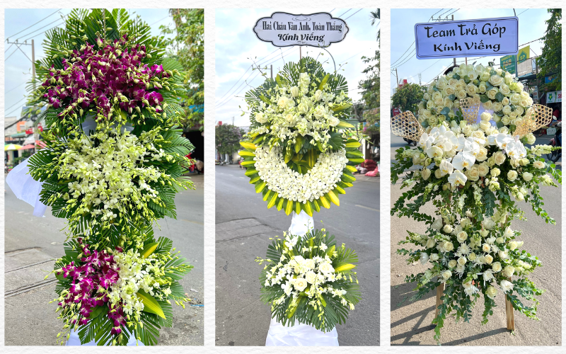 Dịch vụ hoa tang lễ cũng cực kỳ đa dạng kiểu dáng và mẫu hoa tươi